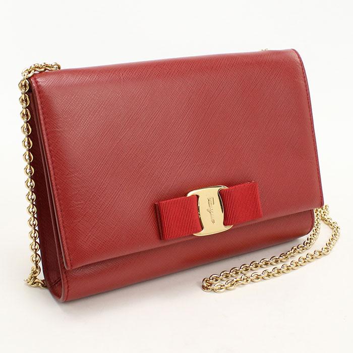 中古良品 FERRAGAMO フェラガモ ショルダーバッグ 22 B558 チェーン