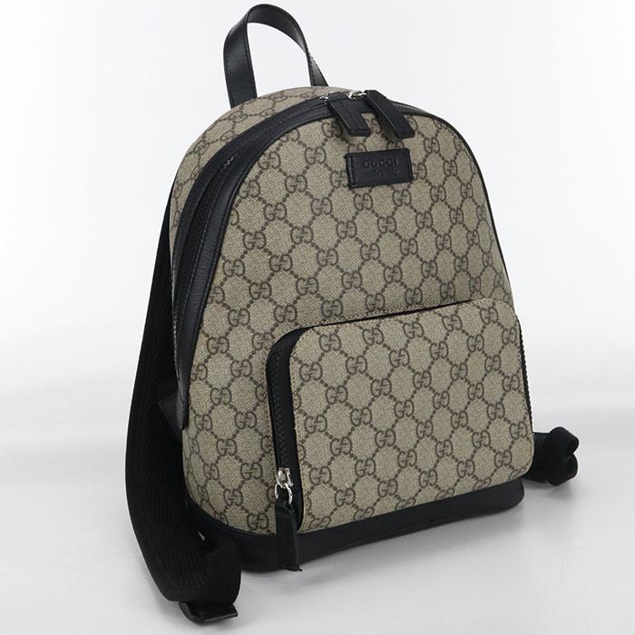中古 グッチ リュックサック GGスプリーム レディース ベージュ ブラック PVC レザー 429020 GUCCI（グッチ） 中古良品 リュック 429020 バックパック GGスプリーム