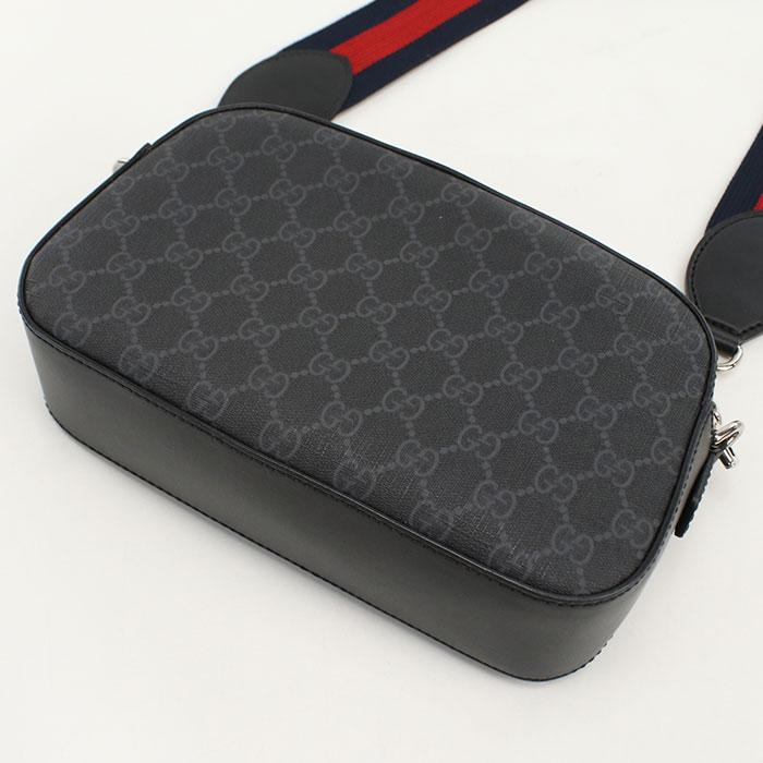 中古美品 GUCCI グッチ 斜め掛け ショルダーバッグ 574886 GGスプリーム メンズ ブラック