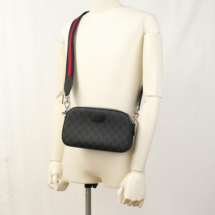 中古美品 GUCCI グッチ 斜め掛け ショルダーバッグ 574886 GGスプリーム メンズ ブラック