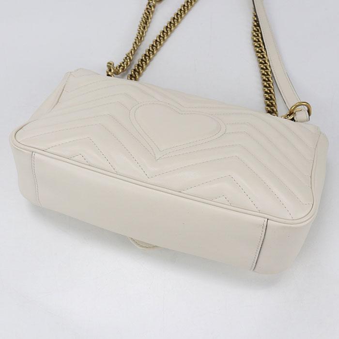 中古良品 GUCCI グッチ ショルダーバッグ 443497 チェーン 2WAY GGマーモント レディース ホワイト_1