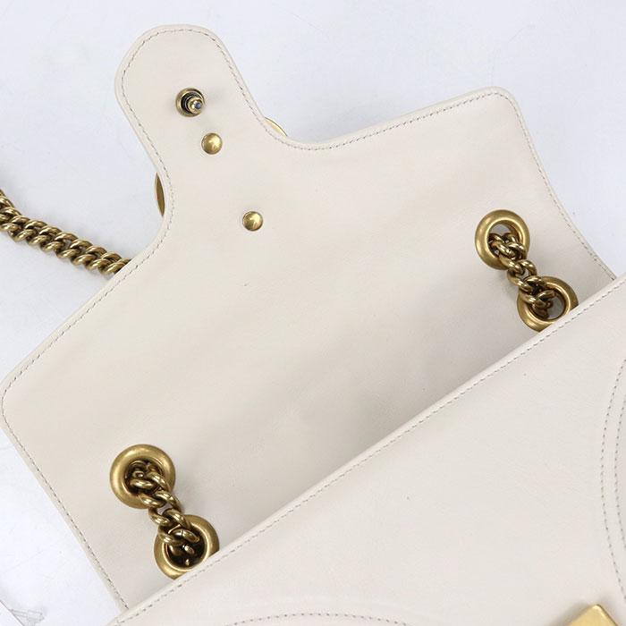 中古良品 GUCCI グッチ ショルダーバッグ 443497 チェーン 2WAY GGマーモント レディース ホワイト_4