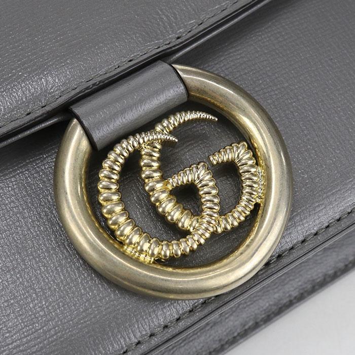 中古良品 GUCCI グッチ 斜め掛け ショルダーバッグ 589474 GGマーモント レディース グレー