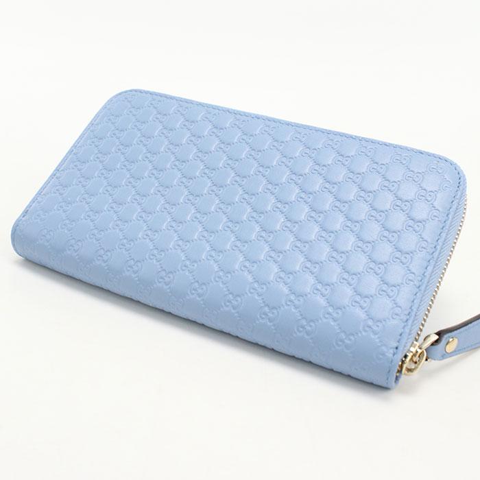✨人気✨ GUCCI マイクログッチシマ ラウンドファスナー ライトブルー GUCCI（グッチ） 中古・未使用 長財布ラウンドファスナー 449391