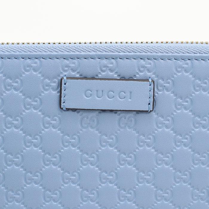 ✨人気✨ GUCCI マイクログッチシマ ラウンドファスナー ライトブルー GUCCI（グッチ） 中古・未使用 長財布ラウンドファスナー 449391