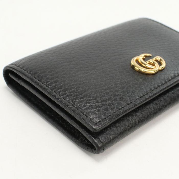 グッチ GUCCI ブラックレザー 名刺入れ 474748 GUCCI（グッチ） 中古良品 名刺入れ 474748 GGマーモント レディース
