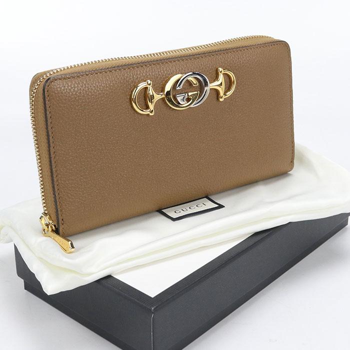 新品同様 グッチ ズゥミ 570661 レザー ブラウン ラウンドファスナー 長財布 0061【中古】GUCCI GUCCI（グッチ） 中古美品 長財布ラウンドファスナー 570661 ジップ