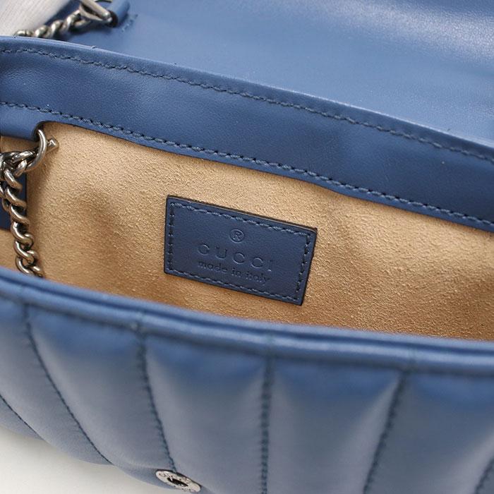 中古美品 GUCCI グッチ ショルダーバッグ 476433 チェーン GGマーモント レディース ブルー