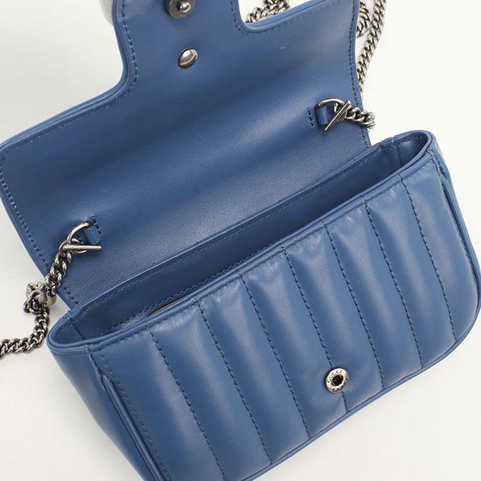中古美品 GUCCI グッチ ショルダーバッグ 476433 チェーン GGマーモント レディース ブルー