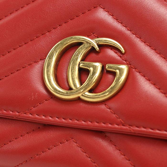 GUCCI 二つ折り財布 レッド/値段下げご遠慮ください GUCCI（グッチ） 中古良品 長財布二折 443436 コンチネンタル