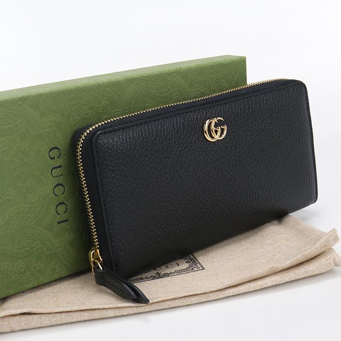 GUCCI グッチ/GGマーモントラウンドファスナー長財布/456117/095*/Aランク/89【中古】 GUCCI - GUCCI グッチ/GGマーモントラウンドファスナー長財布/456117