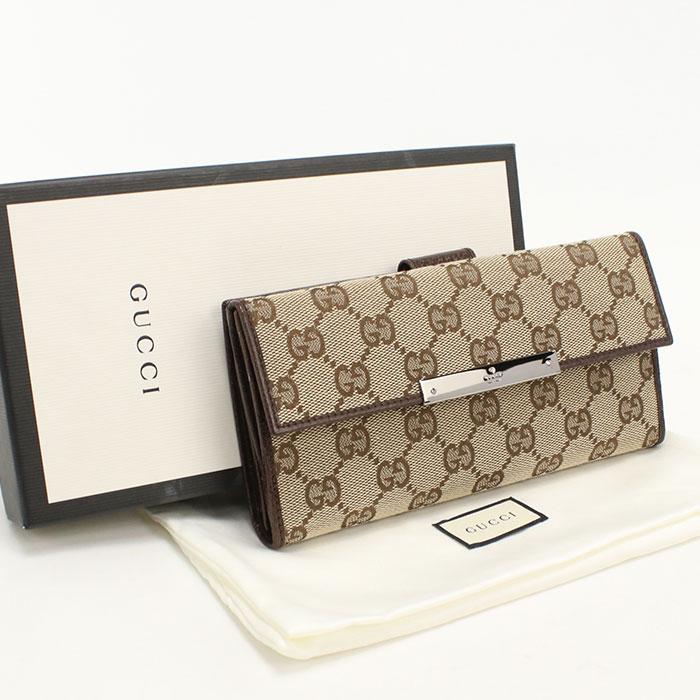 GUCCI（グッチ） 中古美品 長財布二折 112715 Wホック GGキャンバス 