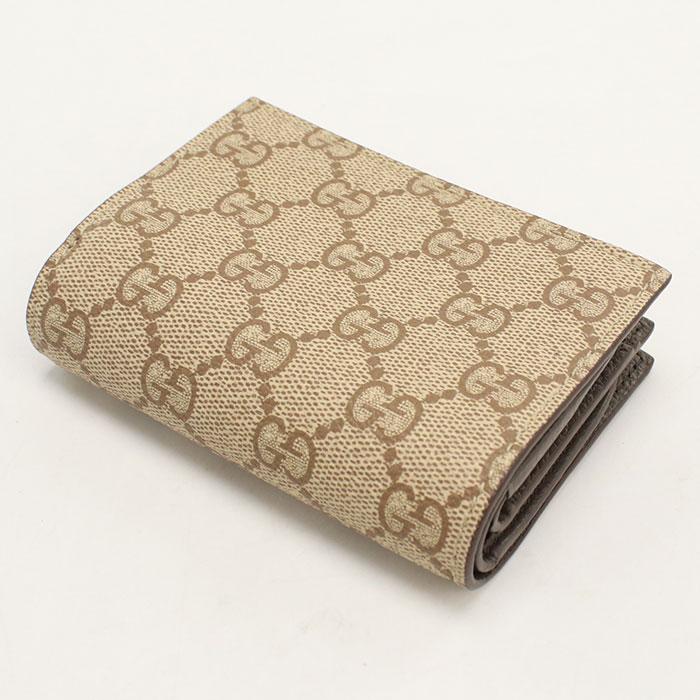 美品✨グッチ　GGスプリーム　二つ折り財布　コンパクト財布　ベージュ　PVC GUCCI（グッチ） 中古・未使用 二つ折り財布 772738 GGスプリーム