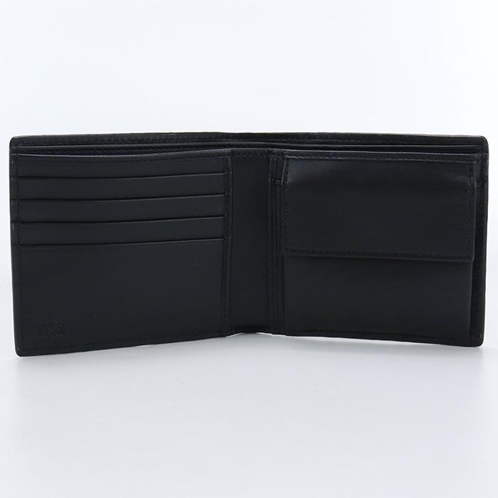 GUCCI 中古良品グッチGUCCI グッチシマ 二つ折り財布 365467 ブラック  