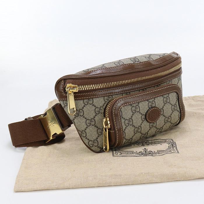 中古良品グッチGUCCI インターロッキングG ベルトバッグ GGスプリーム 