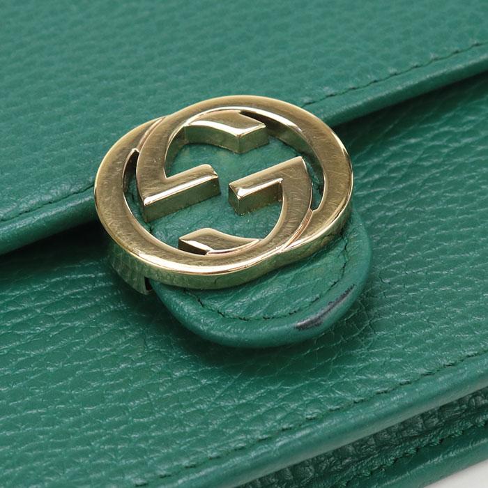 GUCCI 中古良品 グッチ チェーンウォレット 615523 インターロッキング  