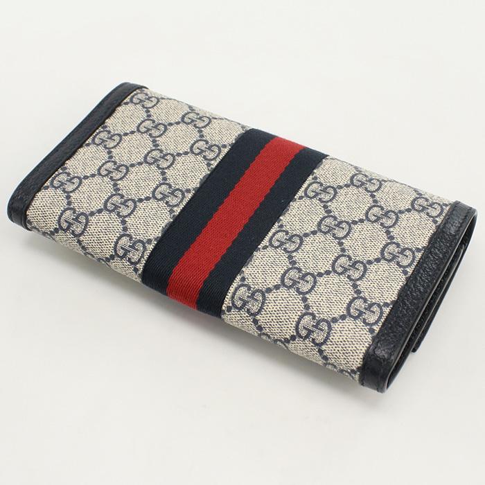 GUCCI 中古良品 グッチ 長財布ニ折小銭入付き 523153 GG 