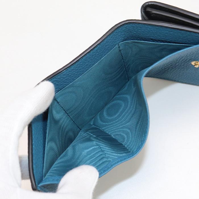 グッチ 三つ折り財布 736151 レザー ブラック ブルー 3つ折り財布