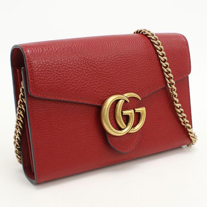 グッチ   401232 GGマーモント レザーチェーンウォレット財布 中古 BS99 GUCCI（グッチ） 中古良品 チェーンウォレット 401232 GGマーモント