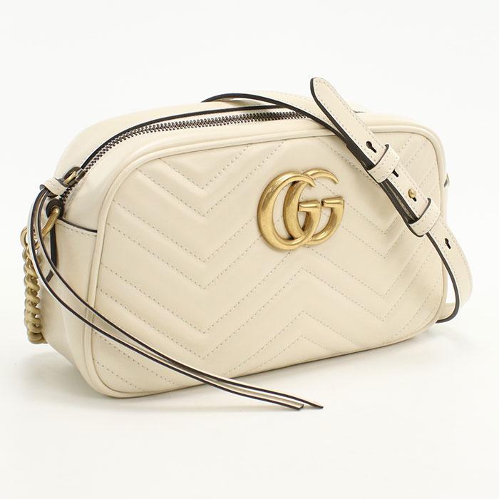 中古良品GUCCI グッチ 斜め掛け ショルダーバッグ 447632 スモール カメラバッグ GGマーモント レディース ホワイト GUCCI（グッチ） 中古良品 斜め掛け ショルダーバッグ 447632 スモール