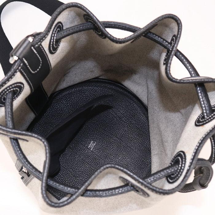 中古良品 HERMES エルメス ショルダーバッグ サックマリーンレシーフMM レディース グレー