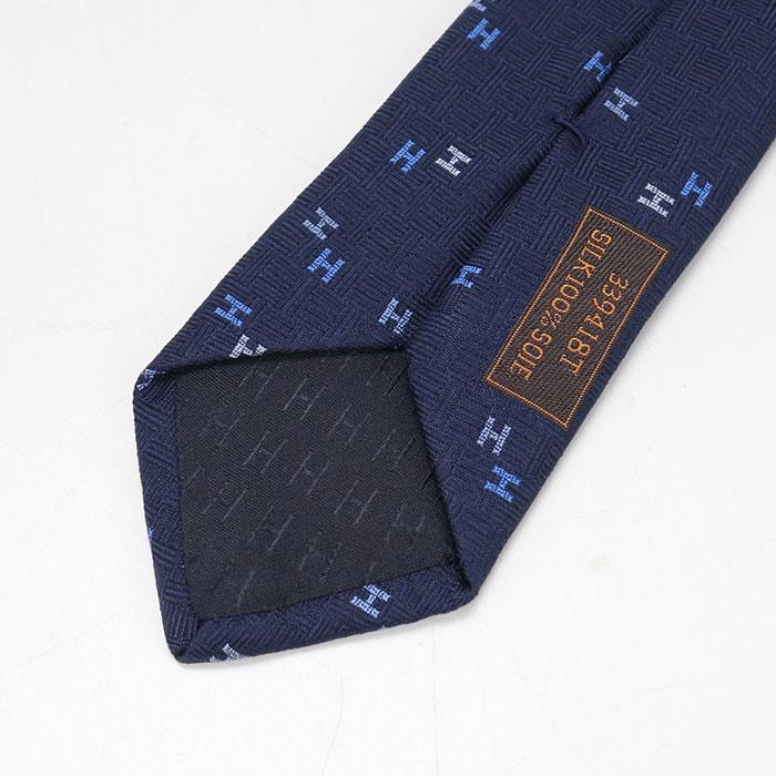 【未使用】エルメス　Hロゴ　紺　ネクタイ　メンズ　ブランド HERMES（エルメス） 中古・未使用 ネクタイ シルク Hロゴ メンズ