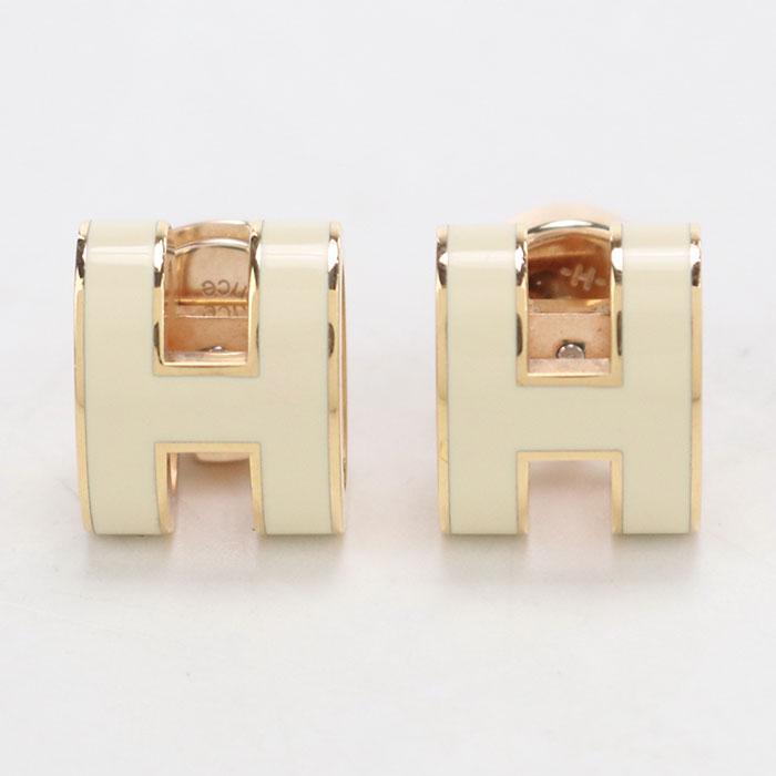 エルメス ポップH ピアス レディース ホワイト ゴールド 片耳　美品 HERMES（エルメス） 中古・未使用 ピアス ポップH レディース ホワイト