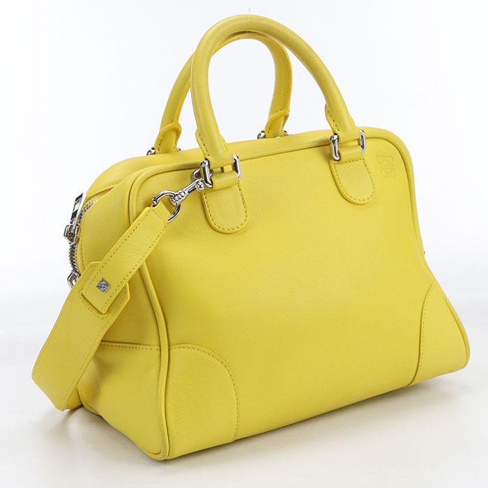 ロエベ LOEWE アナグラム ショルダーバッグ バッグ レザー レディース イエロー系 【中古】 LOEWE（ロエベ） アマソナ19 スクエア A039N10X03 ライムイエロー