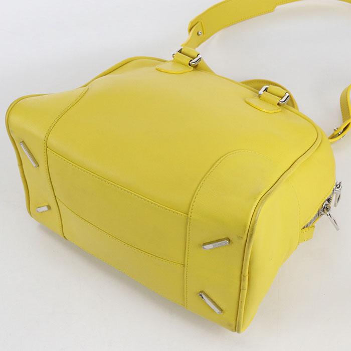 LOEWE ロエベ 2WAY アナグラム 斜め掛け ハンドバッグ ショルダーバッグ アマソナ75    イエロー シルバー金具 レディース【中古品】 LOEWE - LOEWE ロエベ 2WAY アナグラム 斜め掛け ハンドバッグ