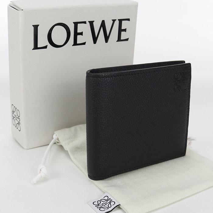 極美✨付属完備✨LOEWE 二つ折り財布 バイフォールド レザー 黒 アナグラム LOEWE（ロエベ） 中古美品 二つ折り財布 バイフォールド ウォレット