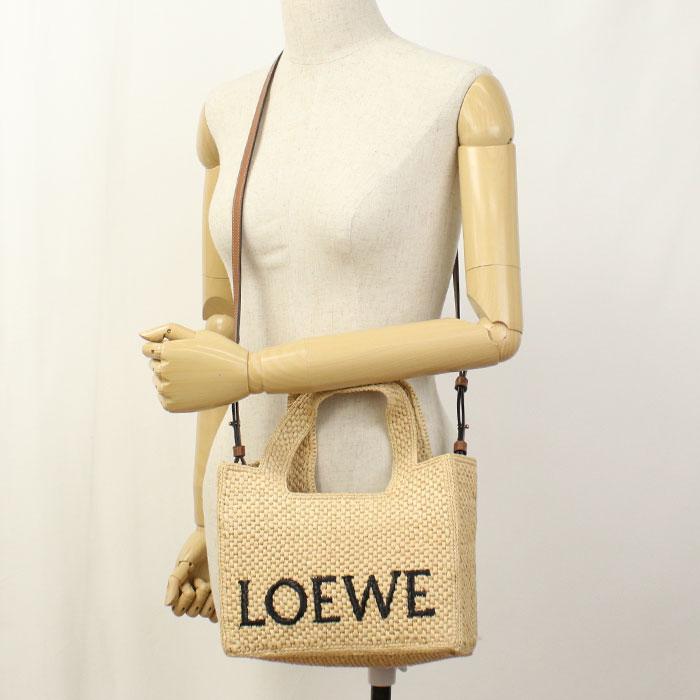 中古良品 LOEWE ロエベ カゴバッグ A685B59X03 トート スモール 2WAY ロエベ フォント レディース ベージュ_7