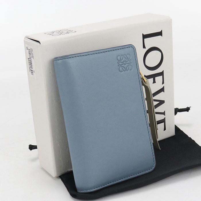 LOEWE（ロエベ） 中古美品 二つ折り財布 アナグラム レディース ブルー