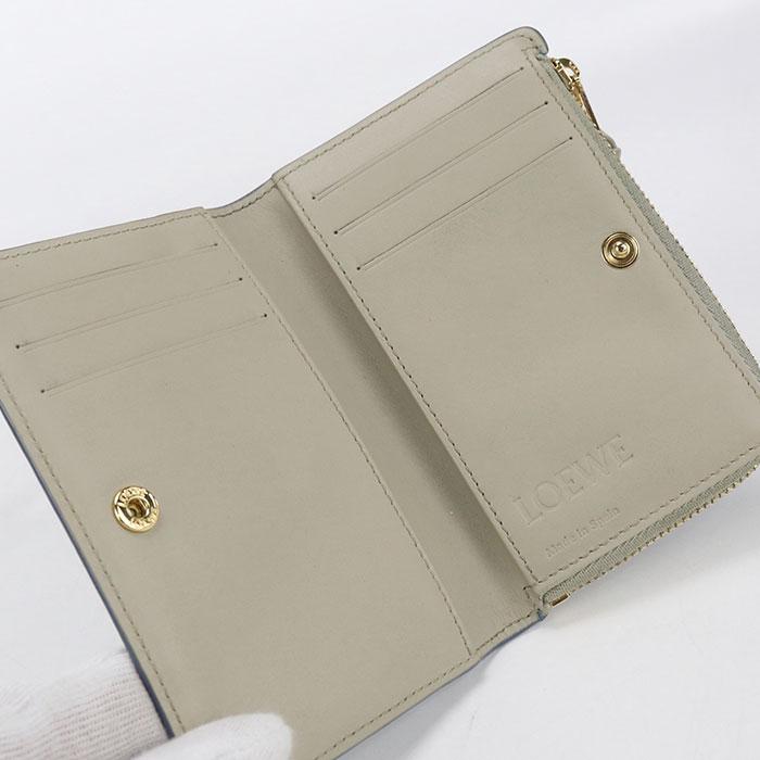LOEWE（ロエベ） 中古美品 二つ折り財布 アナグラム レディース ブルー