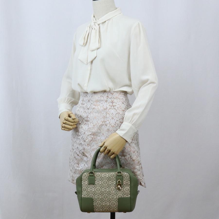 中古美品ロエベLOEWE アマソナ19 スクエア バッグ ジャガード 