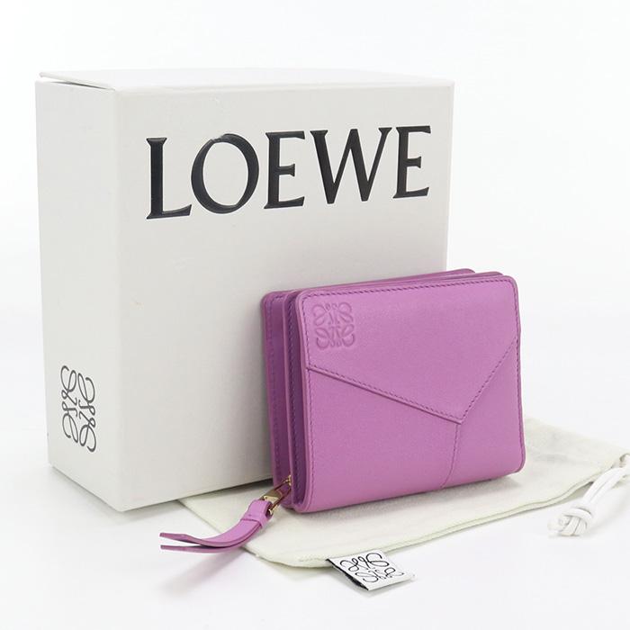 LOEWE ロエベ コンパクト ジップウォレット 二つ折り財布 パープル  