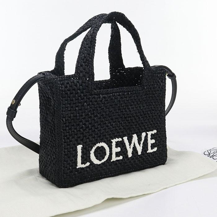 中古美品LOEWE ロエベ ハンドバッグ ALF1V46X01 トート ミニ ロエベ フォント レディース ブラック LOEWE（ロエベ） 中古美品 ハンドバッグ ALF1V46X01 トート ミニ