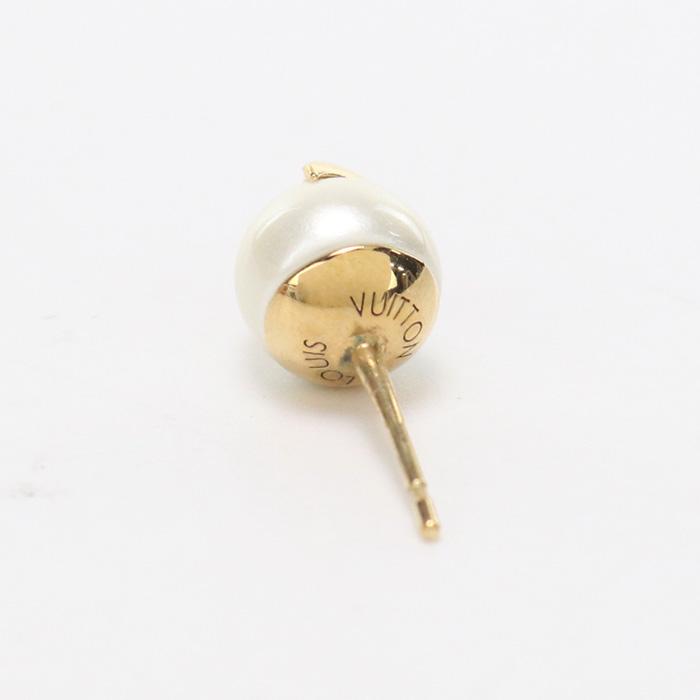 極美品 ルイヴィトン ピアス クルーザー フェイクパール ゴールド 片耳