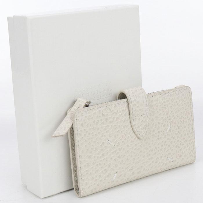 【中古・未使用】Maison Margiela  メゾンマルジェラ 二つ折り財布 SA1VX0019 ジップウォレット 4ステッチ レディース アイボリー 中古・未使用 Maison Margiela メゾンマルジェラ 二つ折り財布