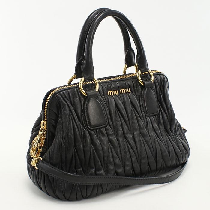 中古良品MIUMIU(OUTLET) ミュウミュウ アウトレット ハンドバッグ 2WAY マテラッセ レディース ブラック miu miu（ミュウミュウ） 中古良品 MIUMIU(OUTLET) アウトレット