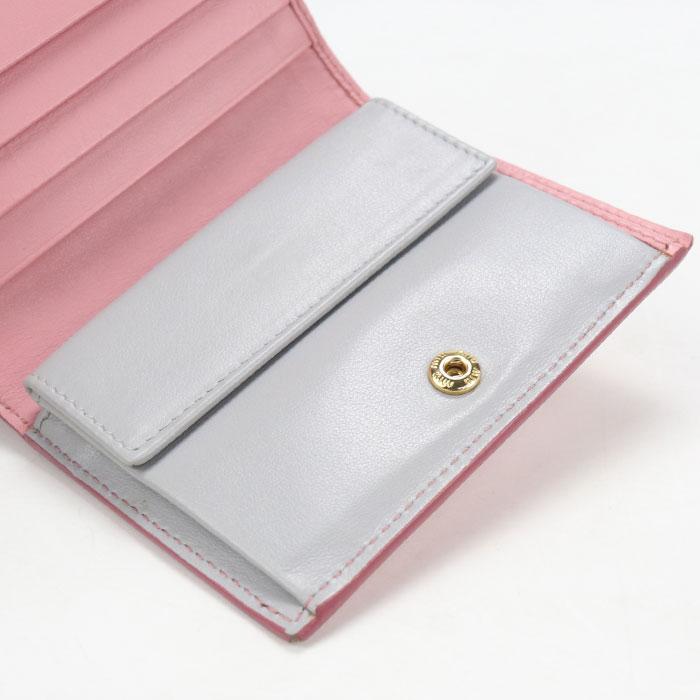 ミュウミュウ レザー リボン コンパクトウォレット 二つ折り財布 ピンク miu miu（ミュウミュウ） 中古 MIUMIU(OUTLET) アウトレット 二つ折り