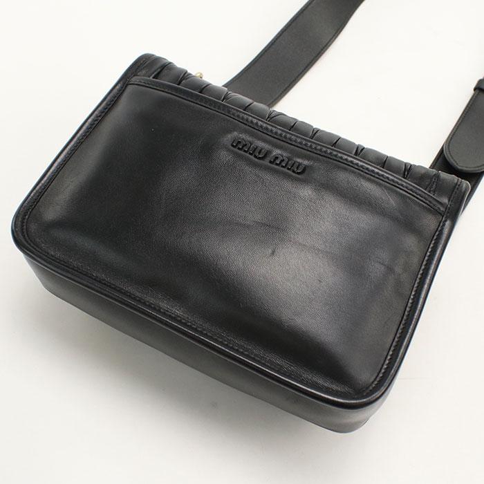 miu miu ギャザー レザー ショルダーバッグ miu miu（ミュウミュウ） 中古良品 MIUMIU(OUTLET) アウトレット 斜め