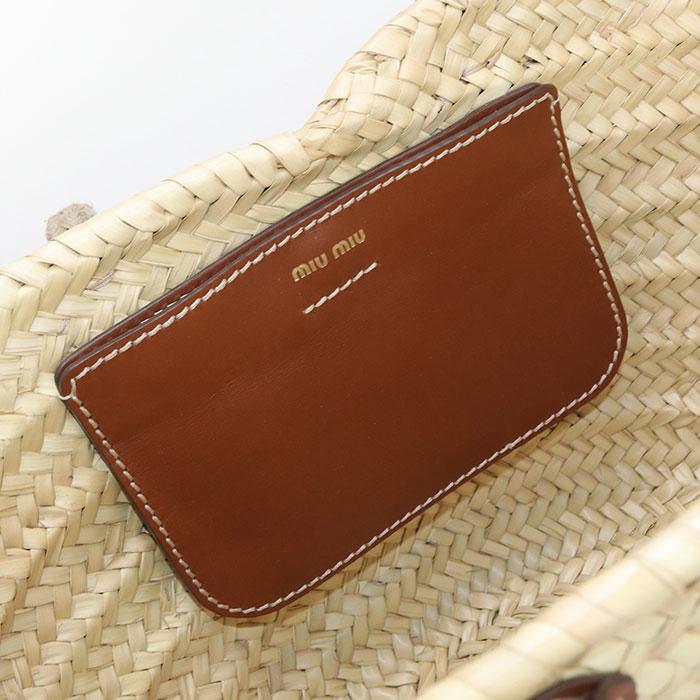 中古良品MIUMIU(OUTLET) ミュウミュウ アウトレット カゴバッグ 5BG206 2DDH F0A5T カゴ　トートバッグ レディース ベージュ miu miu（ミュウミュウ） 中古良品 MIUMIU(OUTLET) アウトレット カゴ