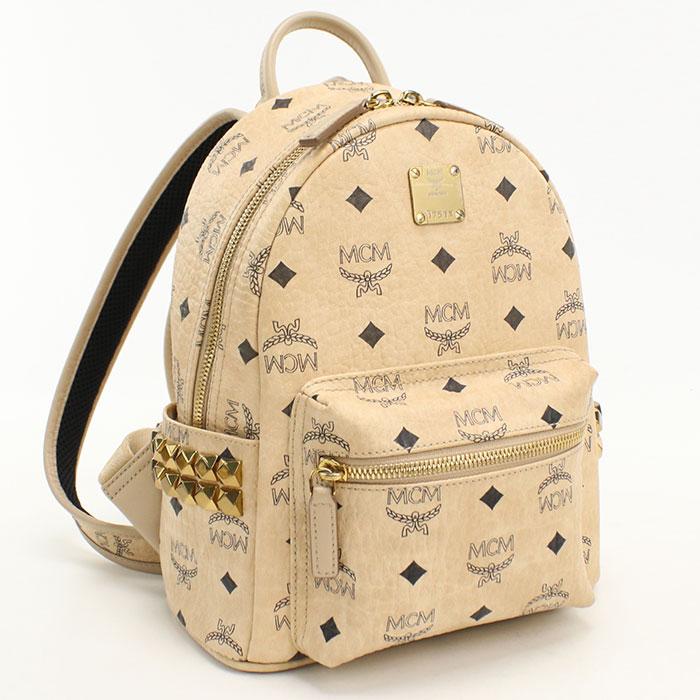 中古良品 MCM エムシーエム リュック MMK65VE41 IG001 スタッズ バック 