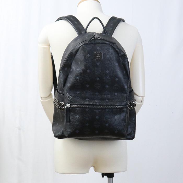 中古良品 MCM エムシーエム リュック MMK5SVE38 BK001 サイドスタッズ  