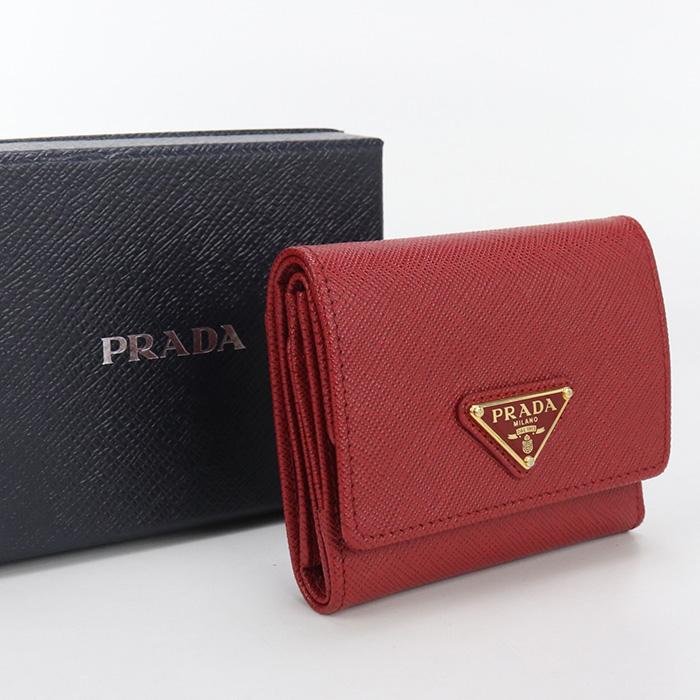 PRADA（プラダ） 中古良品 三折財布 レディース レッド : ビッグヒット