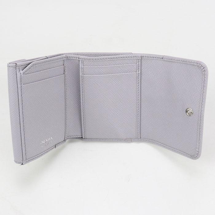 【中古・未使用】PRADA プラダ 三折財布 1MH043 QHH F0ETB サフィアーノトライアングル財布 サフィアーノレザー レディース パープル PRADA（プラダ） 中古・未使用 三折財布 1MH043 QHH F0ETB