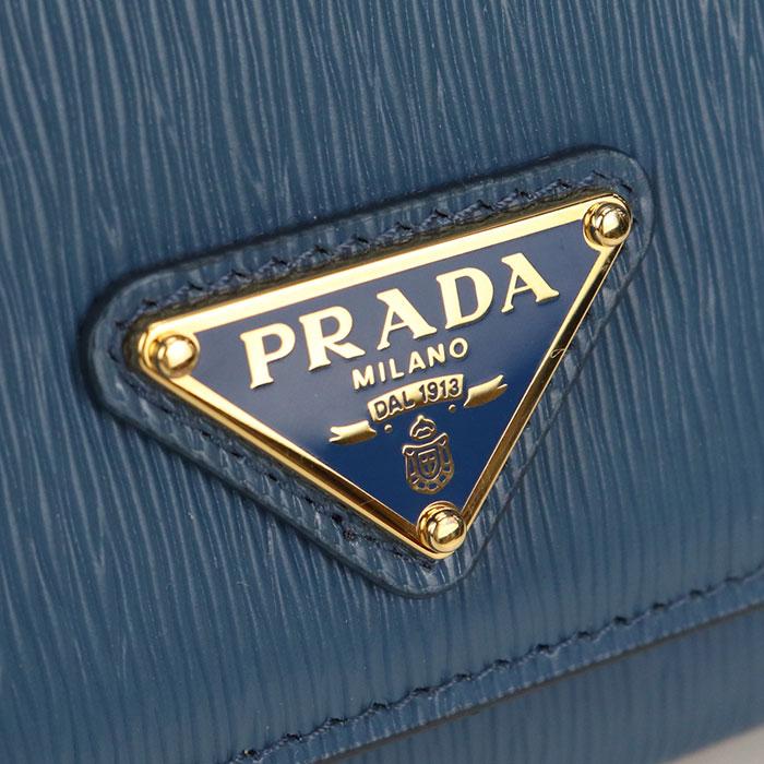 極美品✨プラダ　トライアングル サフィアーノレザー 二つ折り 長財布 ネイビー PRADA（プラダ） 中古・未使用 長財布二折 長財布二折 サフィアーノ
