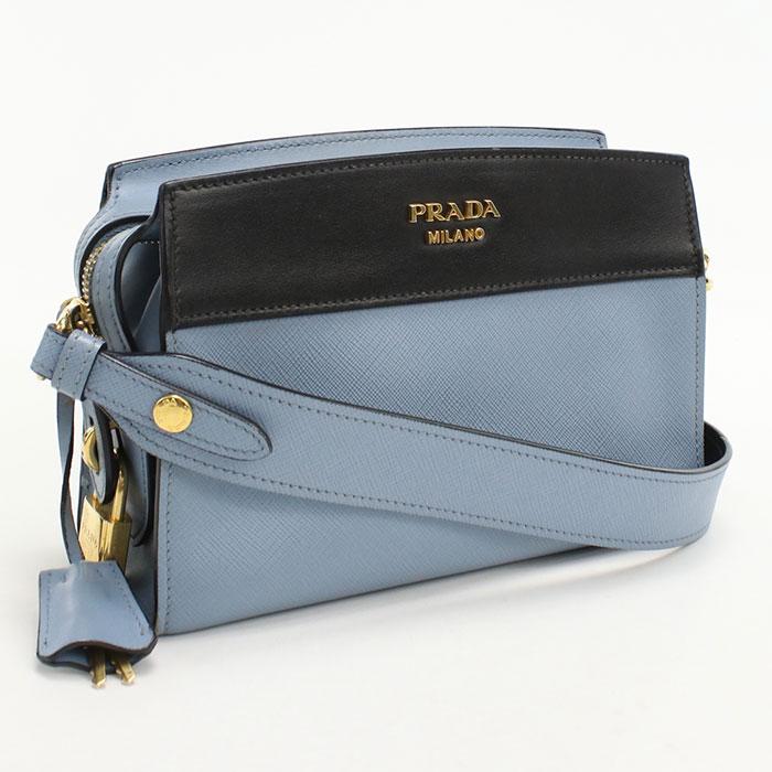 PRADA プラダ ロゴ トートバッグ ショルダーバッグ レザー ブルー レディース【中古】 PRADA（プラダ） 中古良品 ショルダーバッグ レディース ブルー