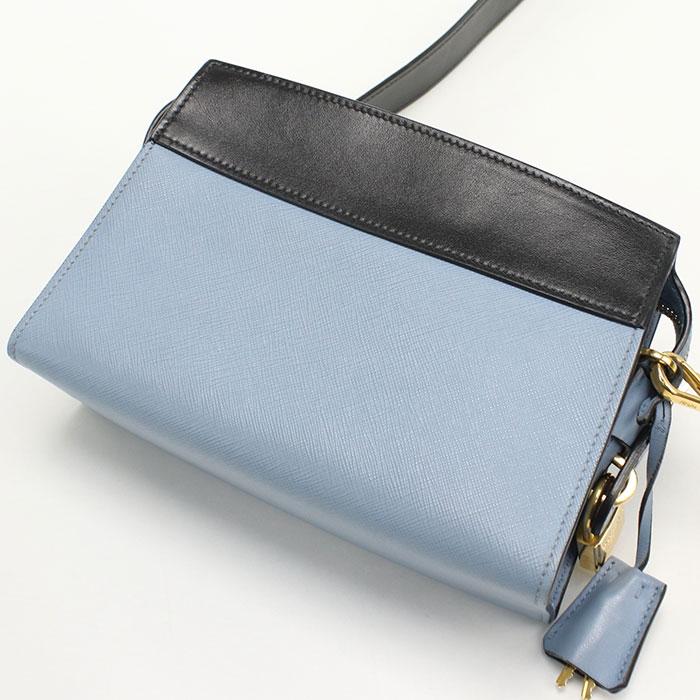 PRADA プラダ ロゴ トートバッグ ショルダーバッグ レザー ブルー レディース【中古】 PRADA（プラダ） 中古良品 ショルダーバッグ レディース ブルー