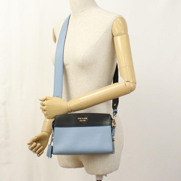 PRADA プラダ ロゴ トートバッグ ショルダーバッグ レザー ブルー レディース【中古】 PRADA（プラダ） 中古良品 ショルダーバッグ レディース ブルー